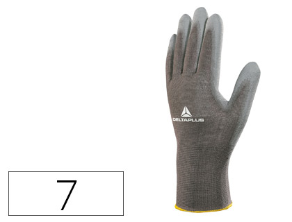 Guantes poliéster y poliuretano gris talla 7 S